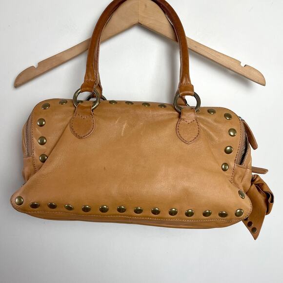 JCrew Leather Purse Brass Studs Shoulder Bag Y2K 2010s Indie Sleaze Double Zip - Picture 5 of 15